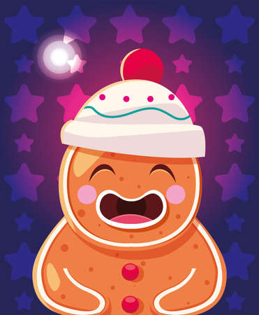 christmas card of gingerbread man vector illustration designのイラスト素材