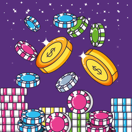 casino game pile chips icons vector illustration designのイラスト素材