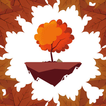 happy autumn season tree foliage land design vector illustrationのイラスト素材