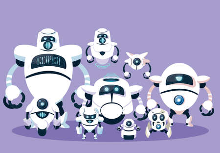 Robot design, Robotic tecnology futuristic toy machine cyborg science and android theme Vector illustrationのイラスト素材