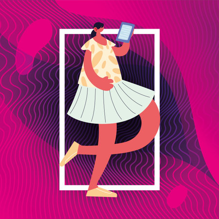 woman walking and dancing with style vector illustration design