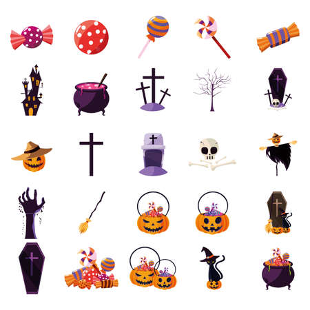 bundle halloween with set icons vector illustration designのイラスト素材