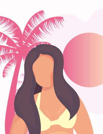 woman with bikini summer time vacations design vector illustrationのイラスト素材
