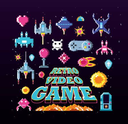classic video game console of coins vector illustration designのイラスト素材