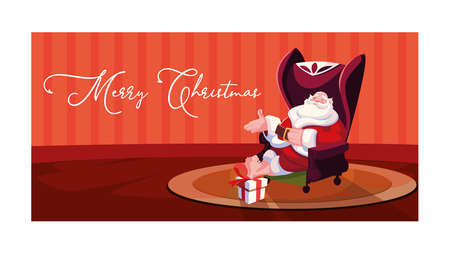 Santa claus design, Merry christmas season decoration card invitation celebration and holiday theme Vector illustrationのイラスト素材