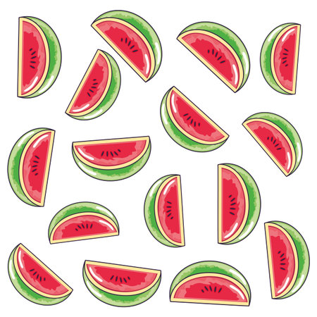 pattern tropical watermelons fruits backdrop vector illustration design