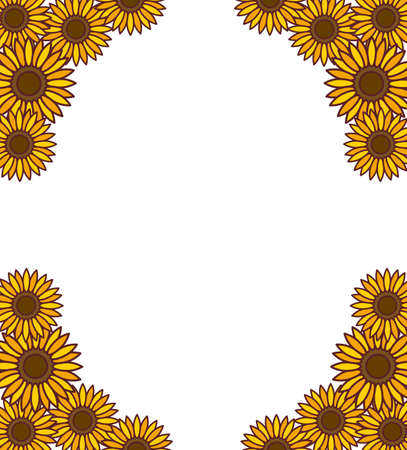 frame of sunflowers isolated icon vector illustration designのイラスト素材