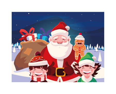 Cartoons design, Merry christmas season decoration card invitation celebration and holiday theme Vector illustrationのイラスト素材