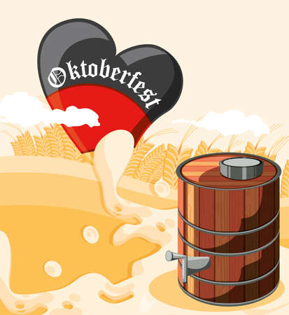 oktoberfest celebration day with beer barrel vector illustration designのイラスト素材