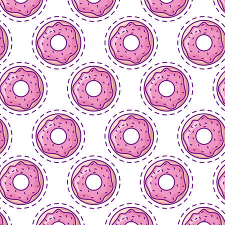 pattern patches of delicious and sweet donuts vector illustration designのイラスト素材