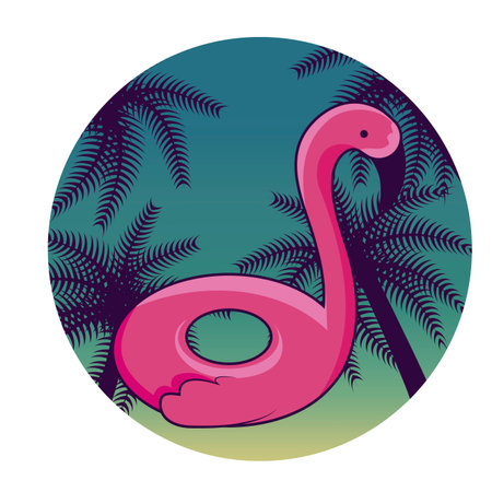 float flemish with tropical palm in frame vector illustration design