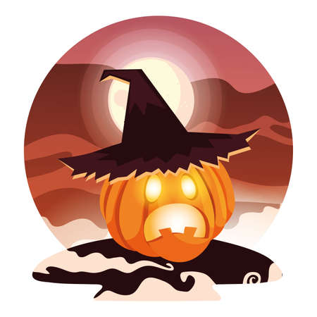 Pumpkin cartoon design, Halloween holiday horror scary celebration autumn dark and party theme Vector illustrationのイラスト素材