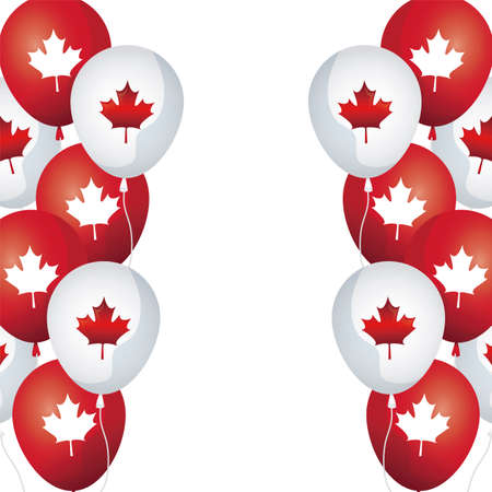 frame of balloons helium with maple leafs canada vector illustration designのイラスト素材