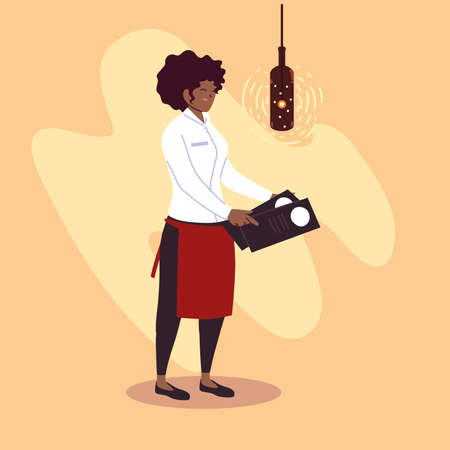 woman in uniform takes an order vector illustration designのイラスト素材