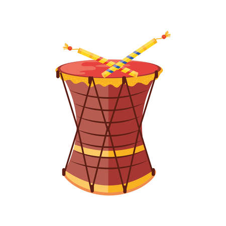 happy navratri, drum and sticks on white background vector illustration designのイラスト素材