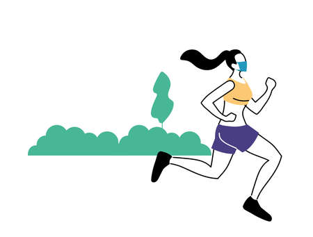 woman with masks doing exercise vector illustration desingのイラスト素材
