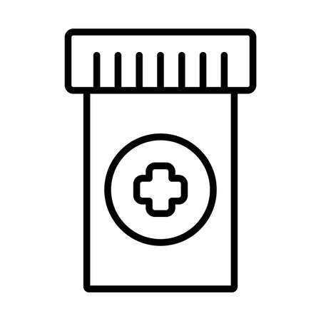 bottle of pills, medicines, line style icon vector illustration designのイラスト素材