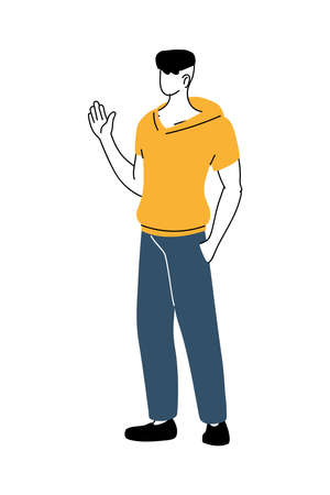 cool and casual young man vector illustration desingのイラスト素材