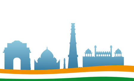 silhouettes famous monuments of india vector illustration designのイラスト素材