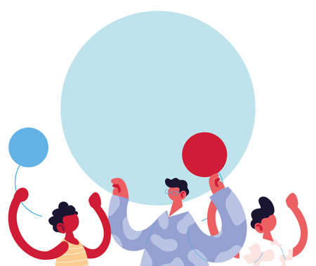 Father and sons cartoons with balloons design, Family relationship and generation theme Vector illustrationのイラスト素材