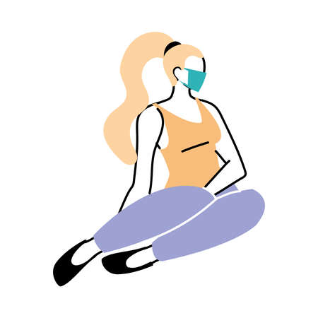 young woman with sportswear on the floor vector illustration desingのイラスト素材