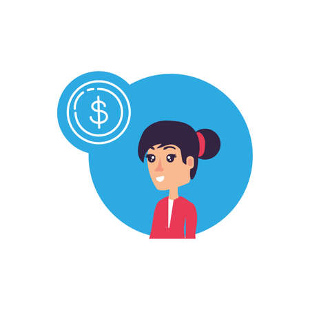 business woman with coin dollar vector illustration designのイラスト素材