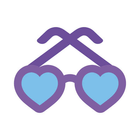 Hearts glasses flat style icon design, Fashion style accessory eyesight optical lens view modern sight and eye theme Vector illustrationのイラスト素材