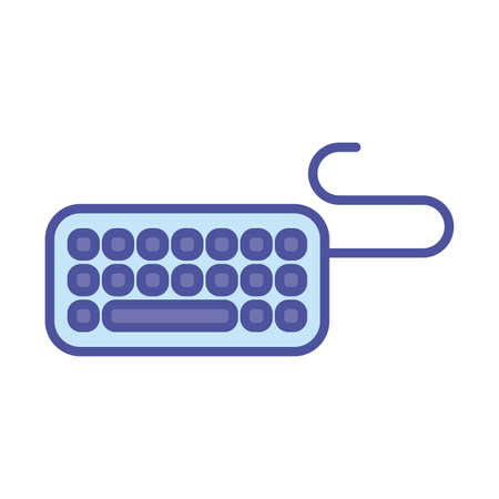 keyboard line and fill style icon design, Digital technology and communication theme Vector illustrationのイラスト素材