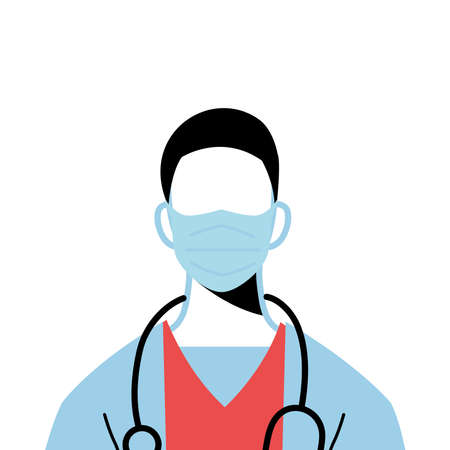 male doctor wearing surgical mask vector illustration designのイラスト素材