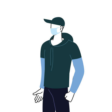 young man with mask and sportswear vector illustration desingのイラスト素材