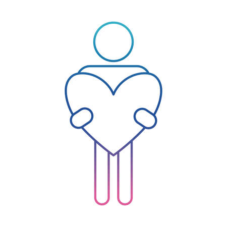 Avatar with heart degraded line style icon design of love passion and romantic theme Vector illustrationのイラスト素材