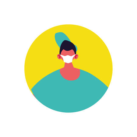 man with medical mask on white background vector illustration designのイラスト素材
