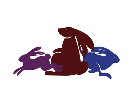 Cute three rabbits design, Animal zoo life nature and character theme Vector illustrationのイラスト素材