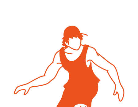 Player man with aerodynamic position design, Basketball sport hobby competition and game theme Vector illustrationのイラスト素材
