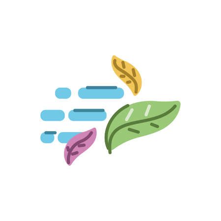 Leaves spinning in the wind icon over white background, flat style, vector illustrationのイラスト素材