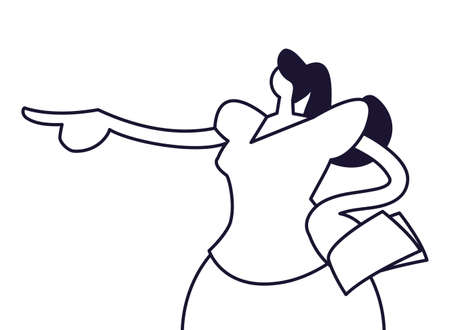 businesswoman standing with document, line style icon vector illustration designのイラスト素材