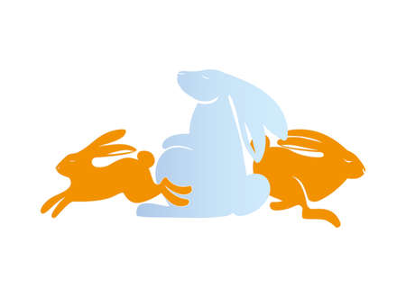 Cute three rabbits design, Animal zoo life nature and character theme Vector illustrationのイラスト素材