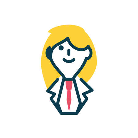 cartoon businesswoman icon over white background, half color style, vector illustrationのイラスト素材