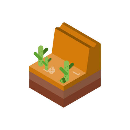 Isometric cactus in the desert design, Nature element earth eco ecology conservation bio environment and outdoor theme Vector illustrationのイラスト素材