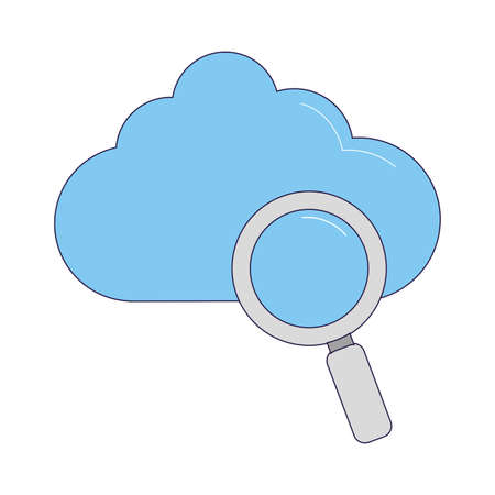 cloud and magnifying glass icon over white background, vector illustrationのイラスト素材