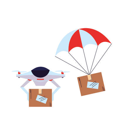 Cardboard boxes to deliver to different destinations with safety standards vector illustration designのイラスト素材