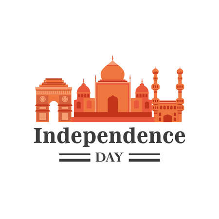 temple detailed style icon design, happy india independence day and august 15th theme Vector illustrationのイラスト素材