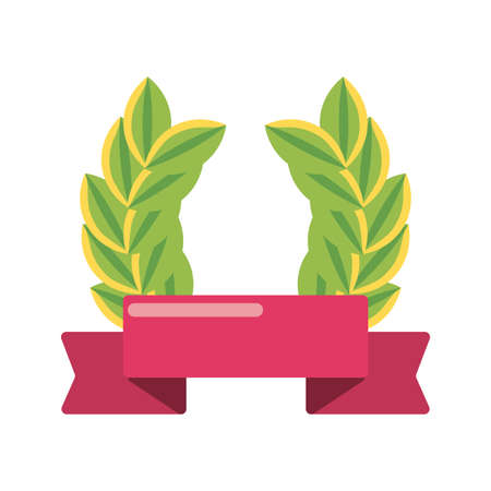 olive leaves with emblem on white background vector illustration designのイラスト素材