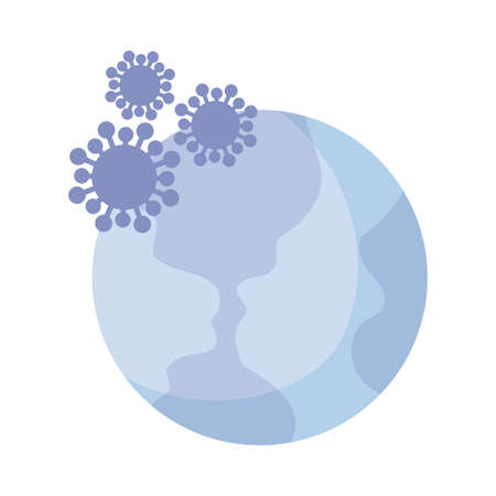 world globe has infected with covid-19 viruses , flat style icon vector illustration designのイラスト素材