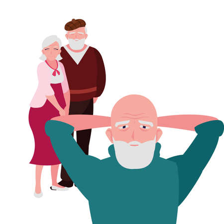 old people sharing at home vector illustration designのイラスト素材