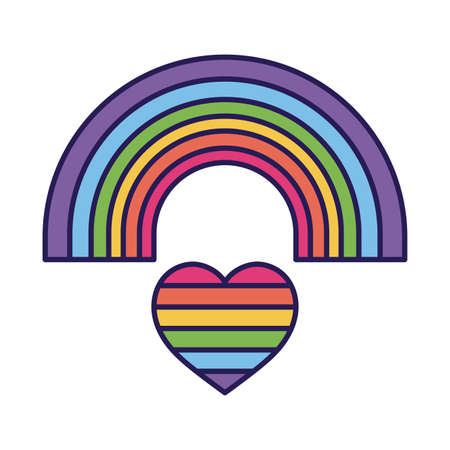 lgtbi rainbow over heart fill style icon design, Pride day sexual orientation and identity theme Vector illustrationのイラスト素材