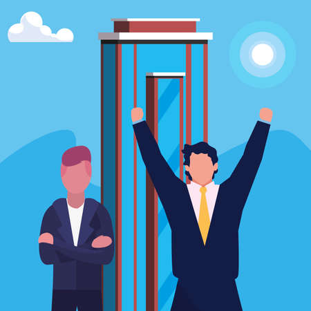 businessmen city building urban background vector illustrationのイラスト素材