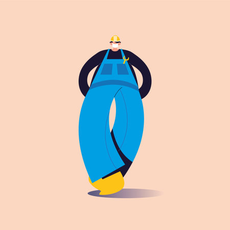 technician man with face mask and uniform vector illustration design