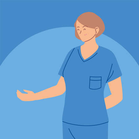 portrait of female nurse, healthcare worker illustration designのイラスト素材