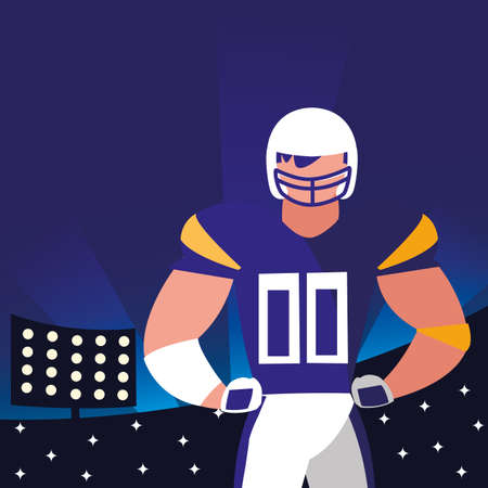 man football player of rugby , sportsman with uniform vector illustration designのイラスト素材